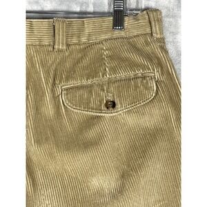 LL Bean Mens Corduroy Pants Tan Straight Leg Casual 34x28 Flap Pockets Cuffed